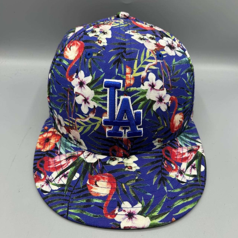 Los Angeles LA Dodgers Hat Men Blue Floral 9Fifty New Era Snap Back Cap Rayon